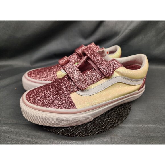 Vans Girls Old Skool V Sneakers Glitter Two-Tone Hook And Loop Size 3 NEW IN BOX - Picture 4 of 11